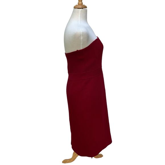 J. Crew Dress Sz 10 Red Wool Strapless Midi Zip up Classic Preppy Careerwear - Picture 7 of 11